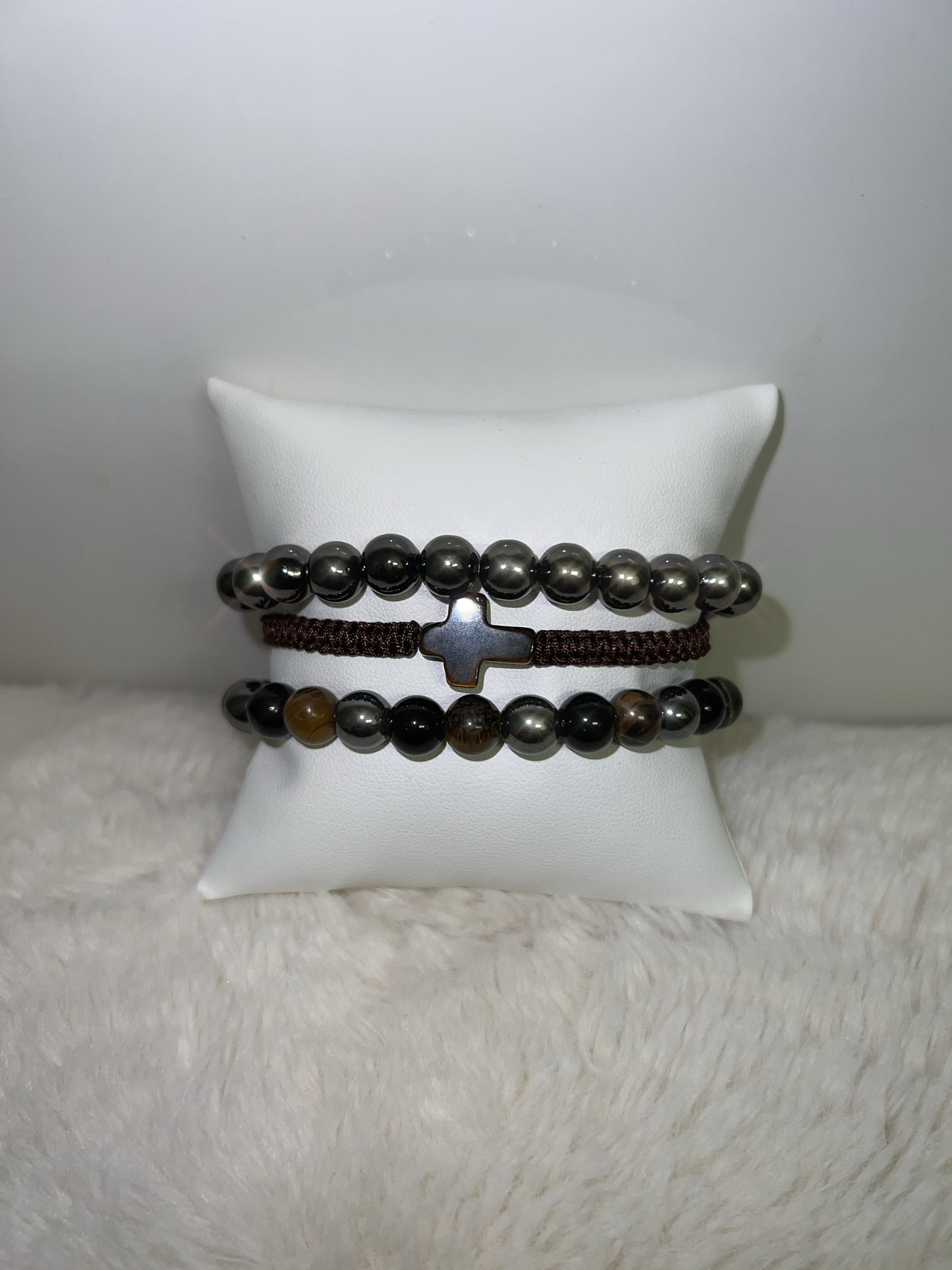 Men’s Cross Beaded Bracelet Set