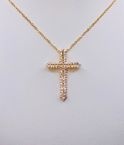 Open Bling Pave Cross Necklace