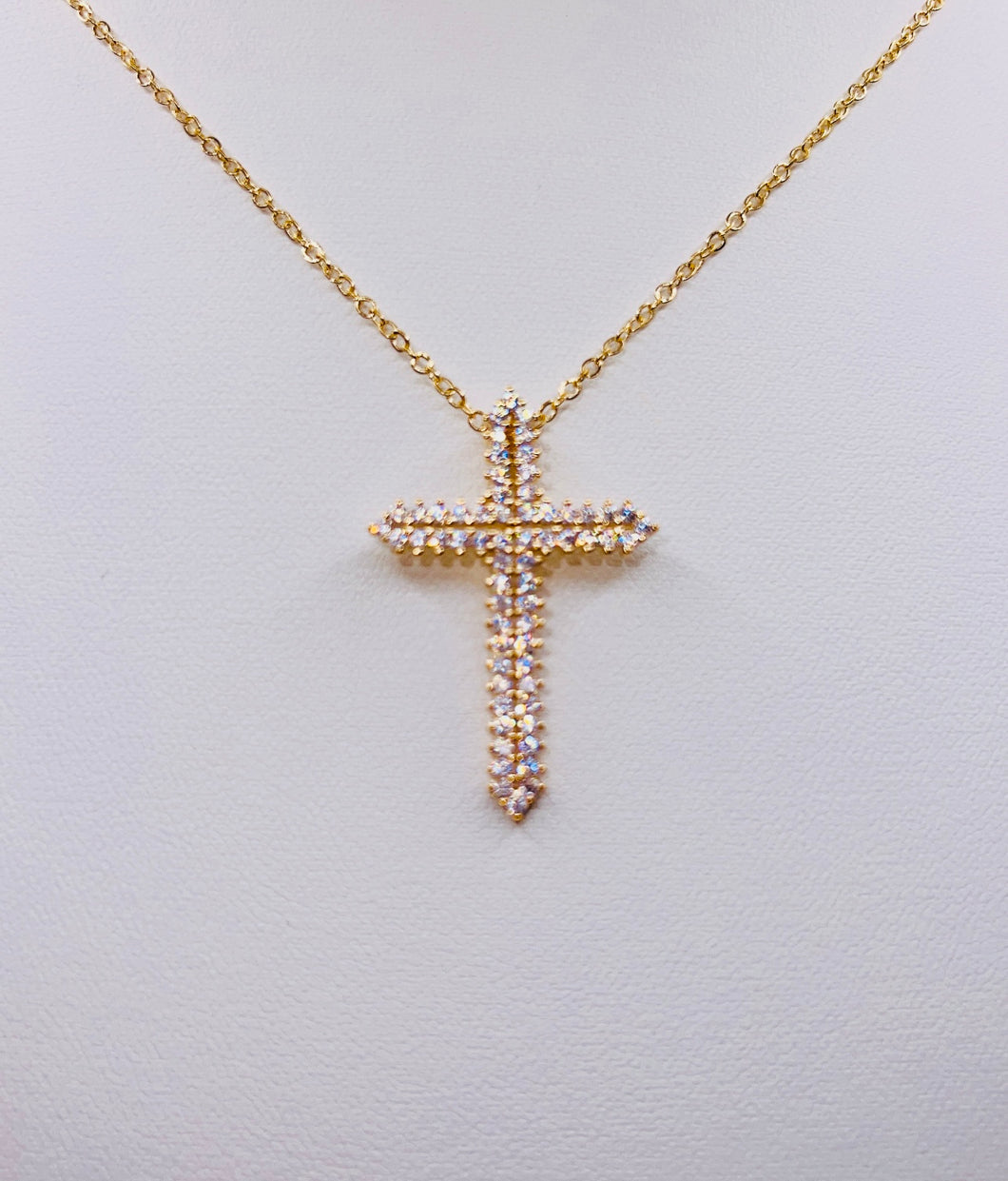 Open Bling Pave Cross Necklace