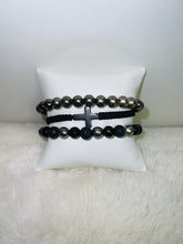 Load image into Gallery viewer, Men’s Cross Beaded Bracelet Set