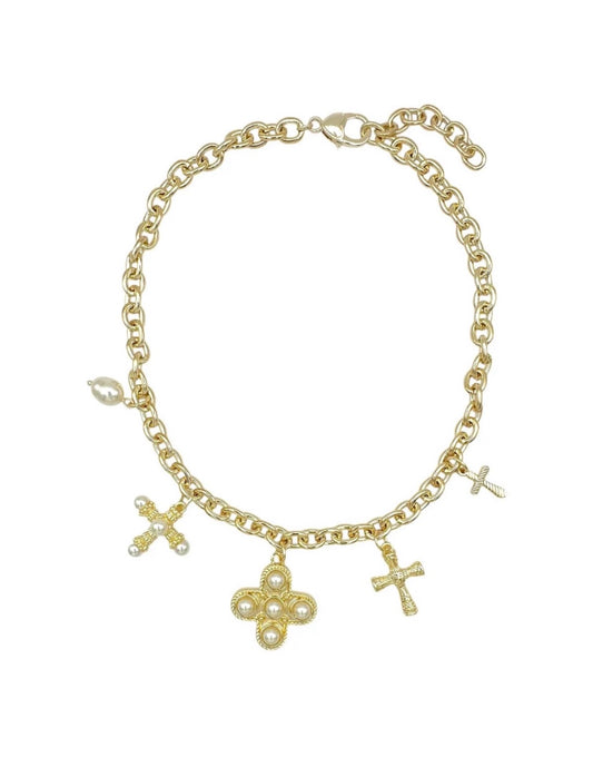Pearls to The Cross Charm Necklace