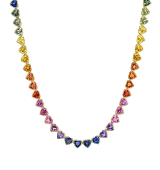 She’s Colorful Heart Tennis Necklace