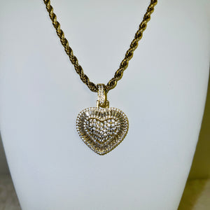 Heart Baguette Halo Necklace