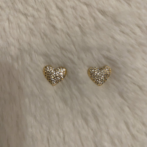 Heart Shaped Pave CZ Stud Earrings