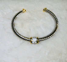 Load image into Gallery viewer, Pave CZ Two Tone Cable Wire Bracelet