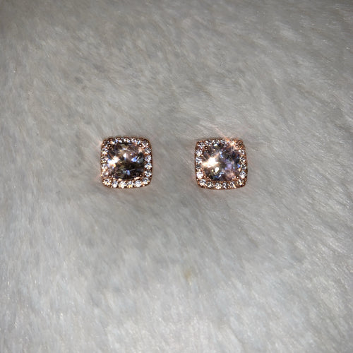 Cushion Cut Hallo Earrings