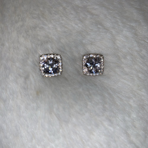 Cushion Cut Hallo Earrings