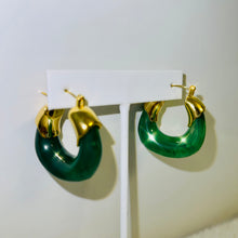 Load image into Gallery viewer, Jade Inspired Hoop Earrings