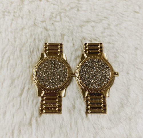 Watch Earrings (Gold-tone)