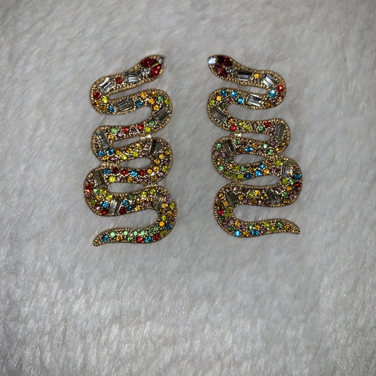 Red Eyed Crystals N Snake Earrings