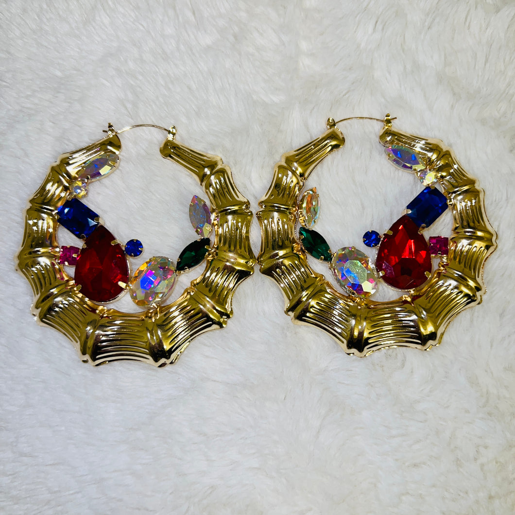 Multi Color Bamboo Hoops