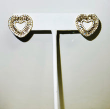 Load image into Gallery viewer, Open Heart Baguette Earrings